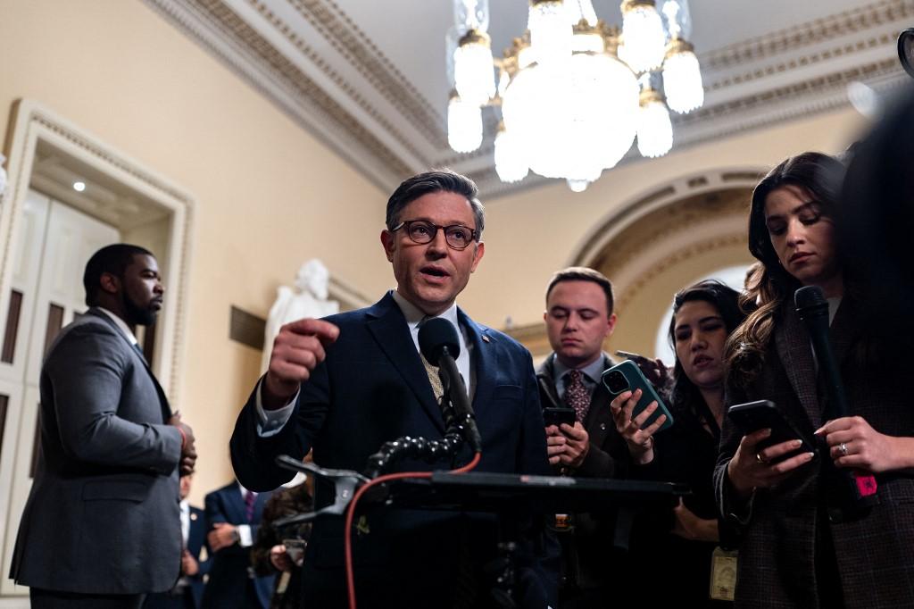 Le principal responsable des discussions, le "speaker" Mike Johnson. [Getty Images via AFP - KENT NISHIMURA]