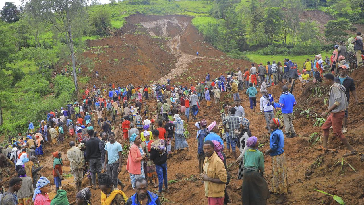 Un glissement de terrain a fait des dizaines de victimes en Ethiopie. [Keystone - Gofa Zone Government Communication Affairs Department via AP]