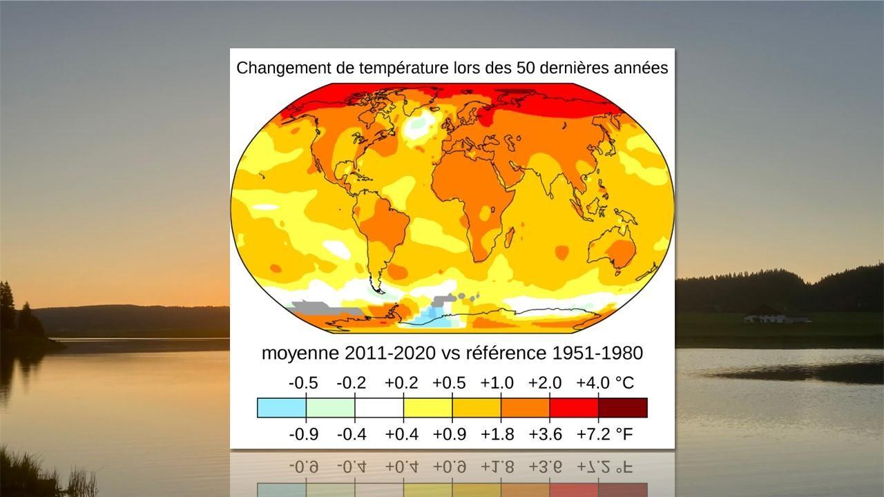 Températures moyennes de l'air en surface de 2011 à 2020 par rapport à une moyenne de référence de 1951 à 1980. [NASA - Nicole Baumann]