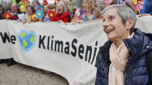 Anne Mahrer, co-présidente des Ainées pour le climat. [AP Photo/Keystone - Jean-Francois Badias]