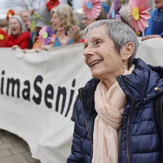Anne Mahrer, co-présidente des Ainées pour le climat. [AP Photo/Keystone - Jean-Francois Badias]