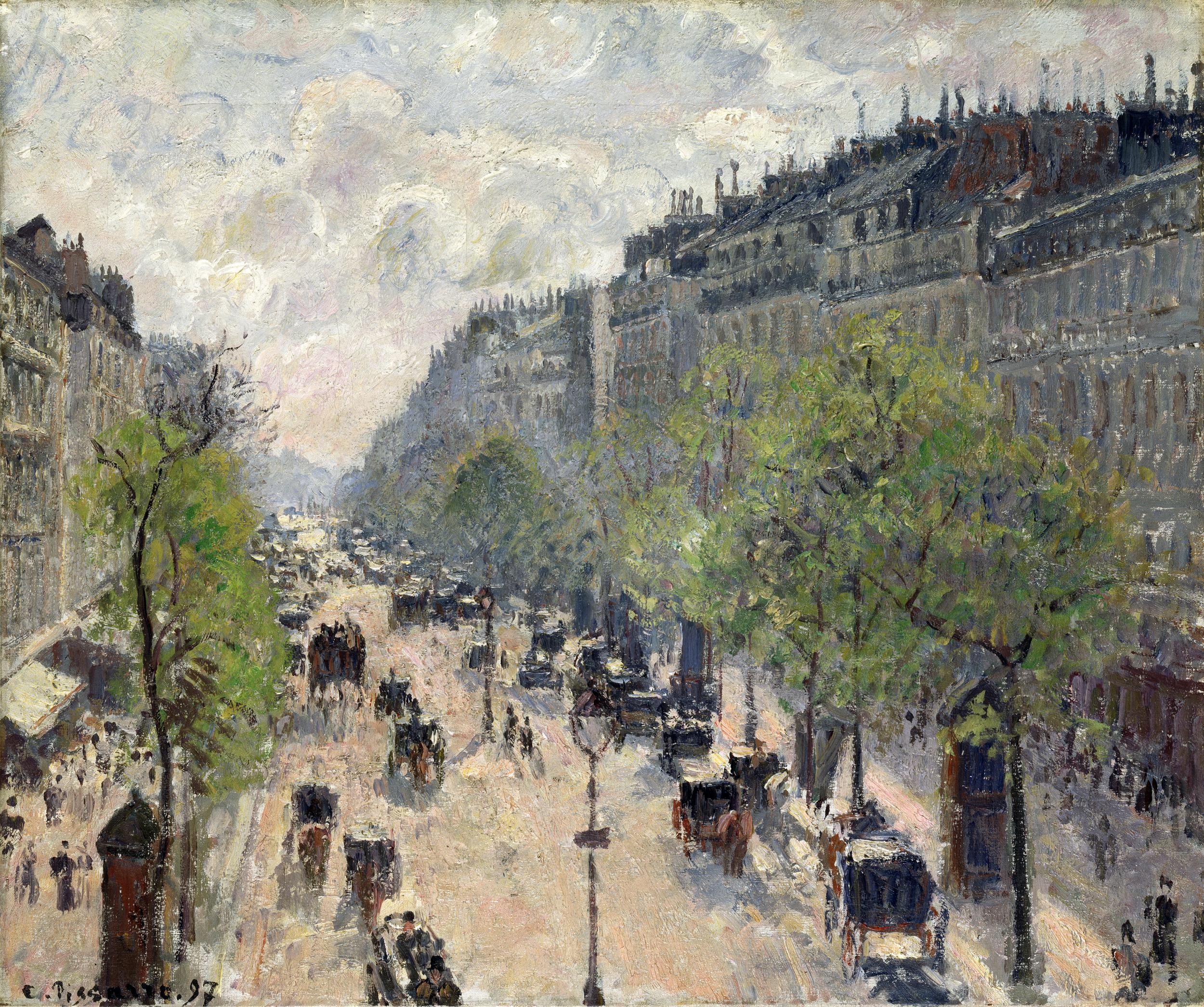 Camille Pissarro, "Le Boulevard Montmartre", printemps, 1897. [Jean-Pierre Kuhn - Museum Langmatt, Baden]
