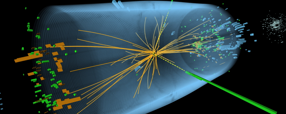 Représentation de la désintégration du boson de Higgs SM en une paire de photons. [©2012 CERN]