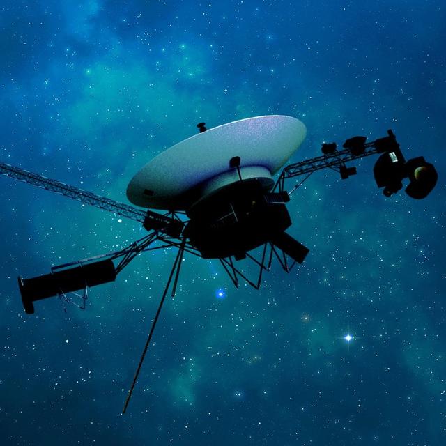 La sonde Voyager 1 – représentée ici par une vision d'artiste – voyage dans l'espace interstellaire, soit l'espace entre les étoiles, dans lequel elle est entrée en 2012. [NASA - JPL-Caltech]