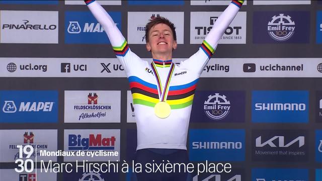 Tadej Pogačar sacré champion aux Mondiaux de cyclisme à Zurich. Le Bernois Marc Hirschi doit se contenter de la sixième place