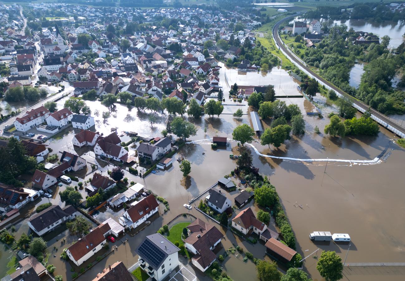 Le village de Reichertshofen, en Allemagne, ravagé par d'importantes inondations. [KEYSTONE - DPA/SVEN HOPPE]