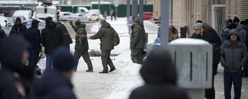 Le lieu de l'explosion en plein coeur de Moscou, qui a tué un haut gradé de l'armée russe. [AP/Keystone]