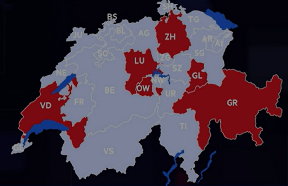 La carte des cantons avec des interdictions de cueillette.