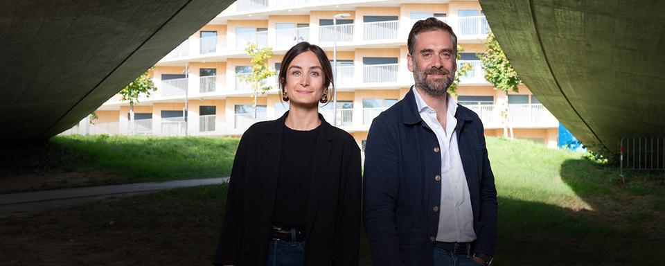 Charlotte Dufour, maître-assistante en littérature française à la Faculté des Lettres et Loïc Parein, avocat spécialiste en droit pénal, chargé de cours à la FDCA. [Unil - Félix Imhof]