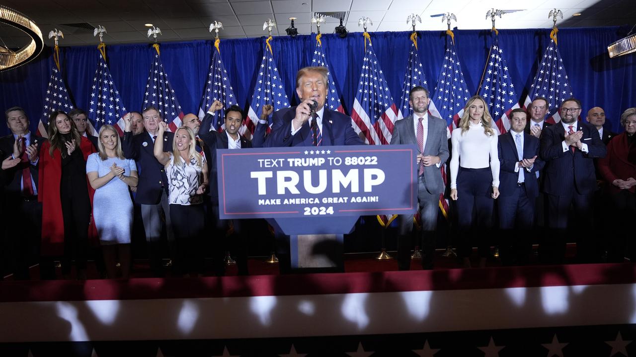 Donald Trump devant ses militants dans le New Hampshire, le 23 janvier 2023. [Keystone - Matt Rourke]