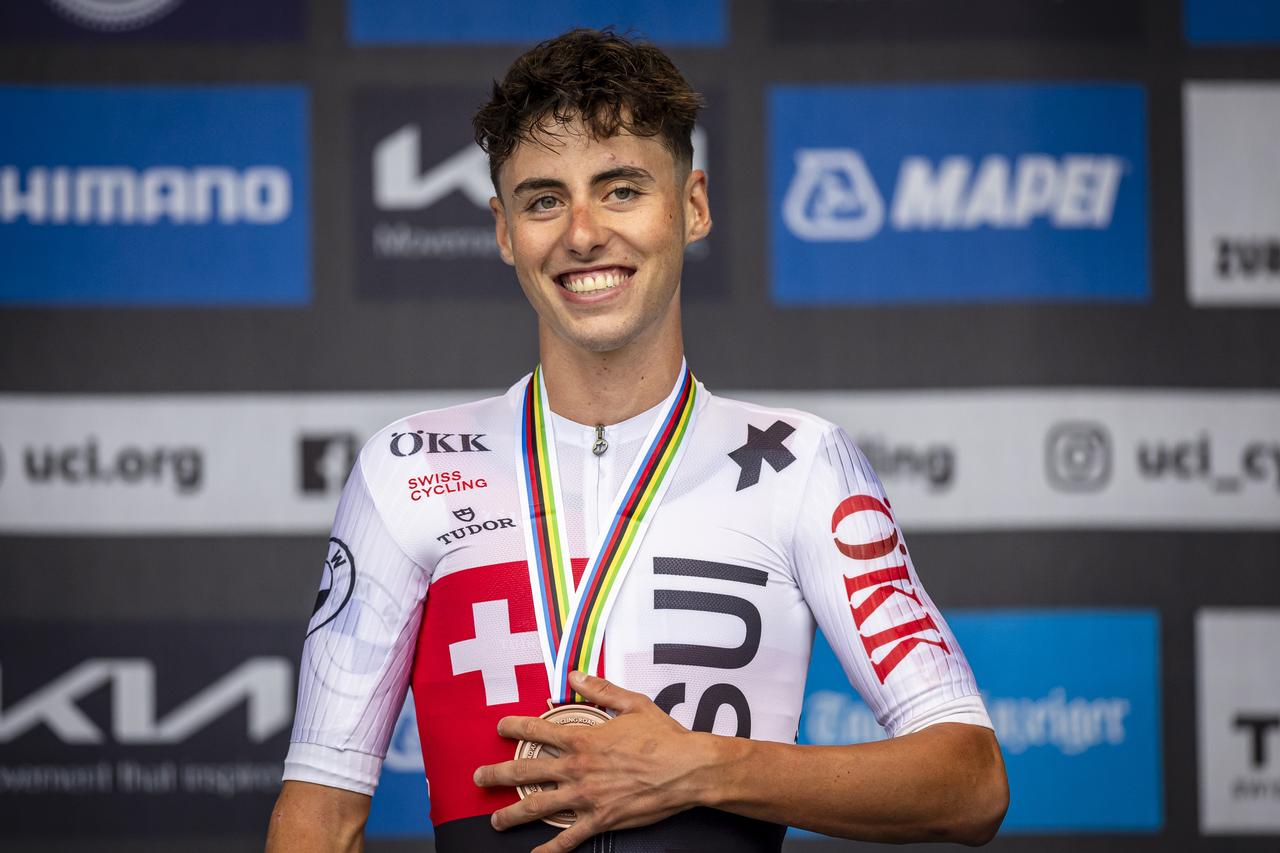 Jan Christen a remporté la médaille de bronze lors du contre-la-montre M23 des Mondiaux de Zurich. [KEYSTONE - MICHAEL BUHOLZER]