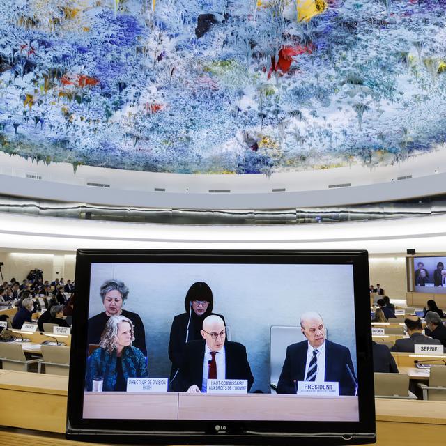 Le Haut-Commissaire de l'ONU aux droits de l'homme Volker Türk s'est exprimé devant le Conseil des droits de l'Homme à Genève. Il a critiqué la notion de "grand remplacement". [Keystone - Salvatore Di Nolfi]