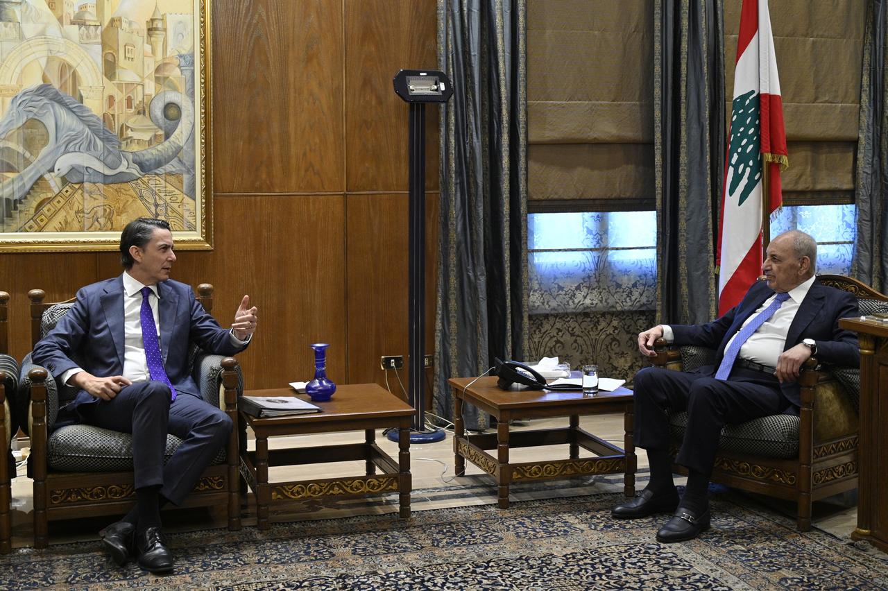 L'émissaire spécial du président américain, Amos Hochstein, a rencontré au Liban le président du Parlement, Nabih Berri [Keystone/EPA - Wael Hamzeh]