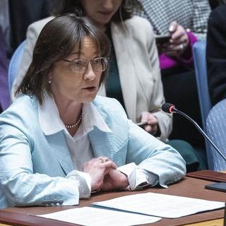 L'ambassadrice à l'ONU Pascale Baeriswyl salue la résolution de trêve au Proche-Orient. [Keystone]