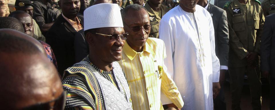 Les Premiers ministres du Niger, Ali Mahamane Lamine Zeine, du Burkina Faso, Apollinaire Joachim Kyelem de Tambela, et du Mali, Kokalla Maiga, le 29 décembre 2023 à Niamey, la capitale du Niger. [Reuters - Mahamadou Hamidou]