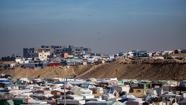 Un camp de déplacés dans le sud de la bande de Gaza. [KEYSTONE - HAITHAM IMAD]