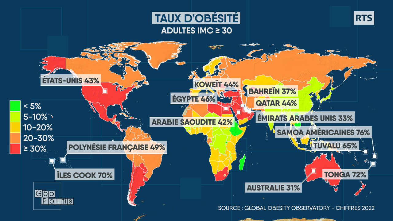 Le nombre de personnes obèses a plus que doublé depuis les années 1990. [RTS - Géopolitis]