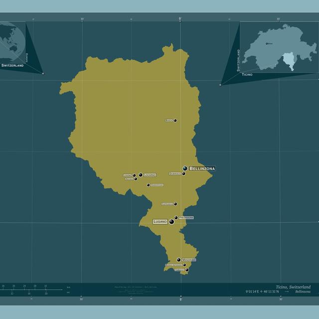 Carte / Map du Tessin. [Depositphotos - © Yarr65]