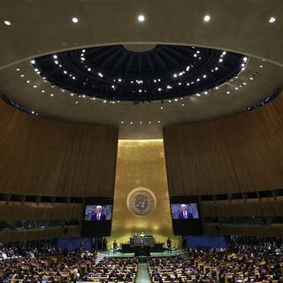 Le président américain Joe Biden s'exprime lors du débat général de la 79e session de l'Assemblée générale des Nations unies au siège des Nations unies à New York, New York, États-Unis, le 24 septembre 2024. [EPA/KEYSTONE - Justin Lane]