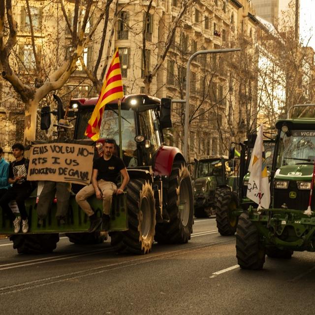 Des tracteurs espagnols ont défilé dans les rues de Barcelone le 7 février 2024. [Afp - Alexandre Bre  / Hans Lucas]