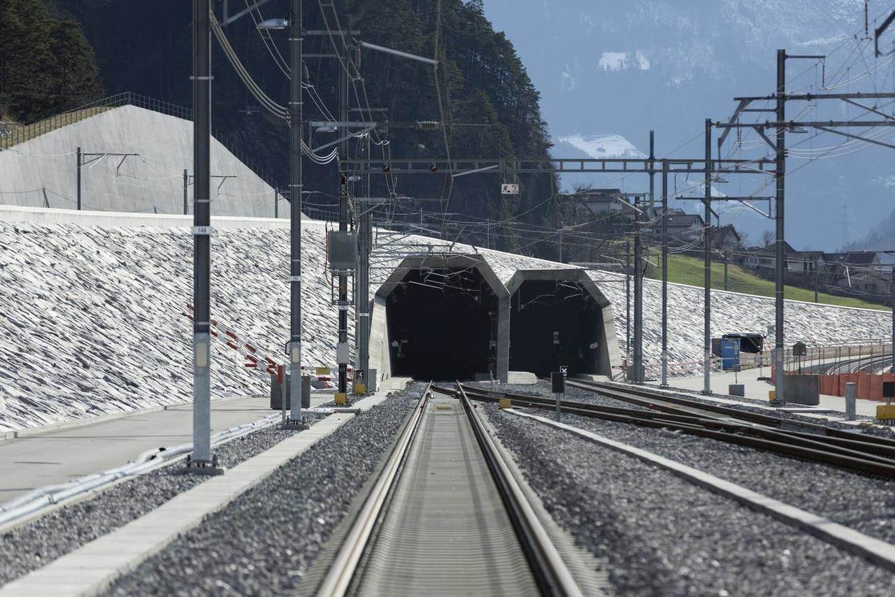 L'entrée du tunnel de base du Gothard. [Keystone]