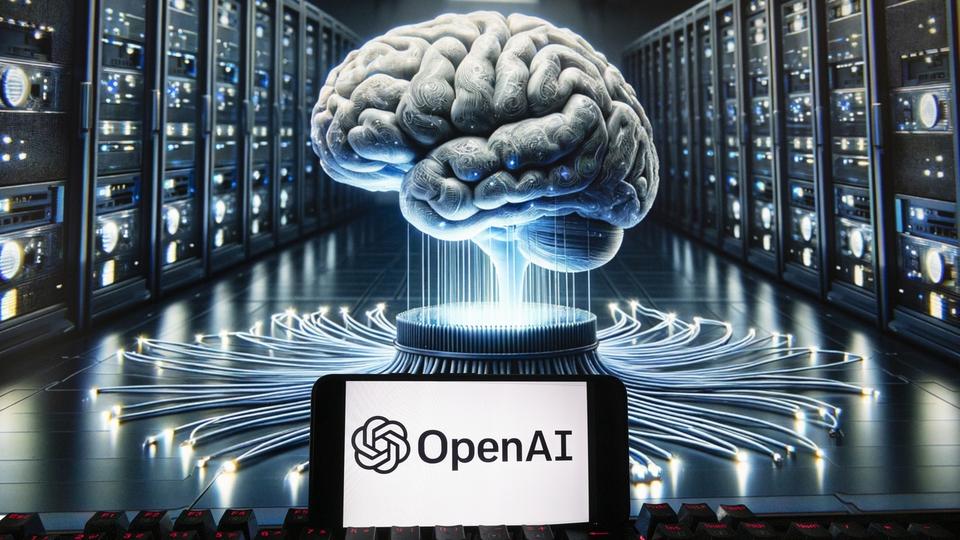 Le logo d'OpenAI lors d'une présentation. [AP Photo via Keystone - Michael Dwye]