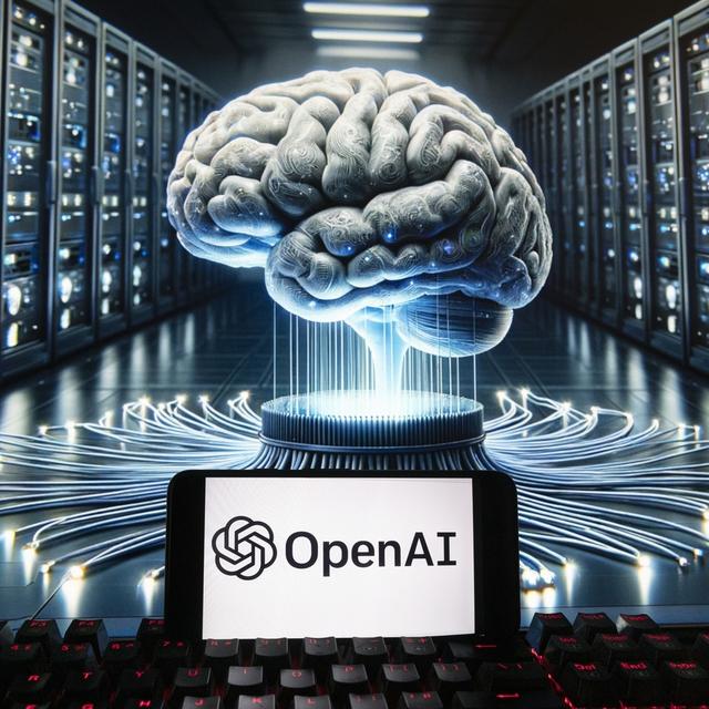 Le logo d'OpenAI lors d'une présentation. [AP Photo via Keystone - Michael Dwye]
