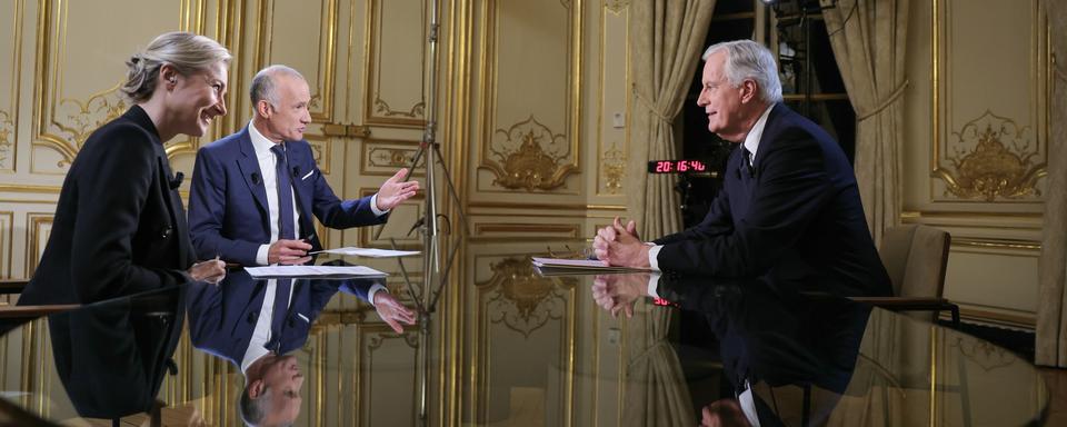 Le Premier ministre français Michel Barnier a été interviewé sur TF1 et France 2 mardi soir. [Keystone/EPA - Thomas Samson]