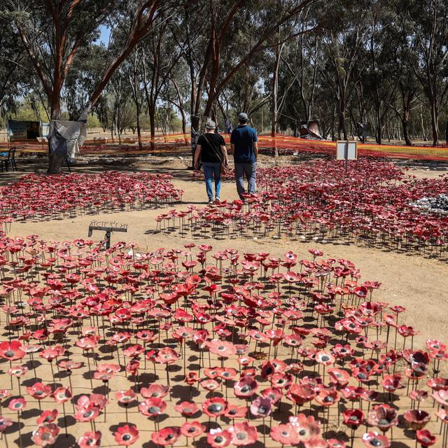 Le mémorial des victimes de la rave du kibboutz Reim. [Keystone/EPA - Abir Sultan]