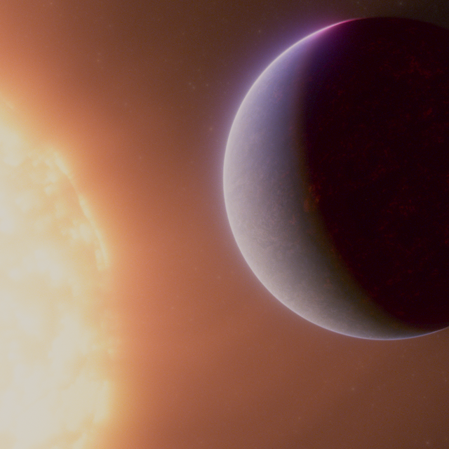 Cette illustration d'artiste montre à quoi pourrait ressembler l'exoplanète 55 Cancri e, une planète rocheuse nettement plus grande que la Terre mais plus petite que Neptune. [NASA, ESA, CSA - Ralf Crawford (STScI)]