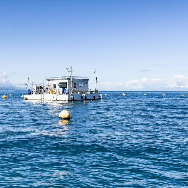 Le laboratoire flottant LéXPLORE sur le lac Léman. [UNIL]