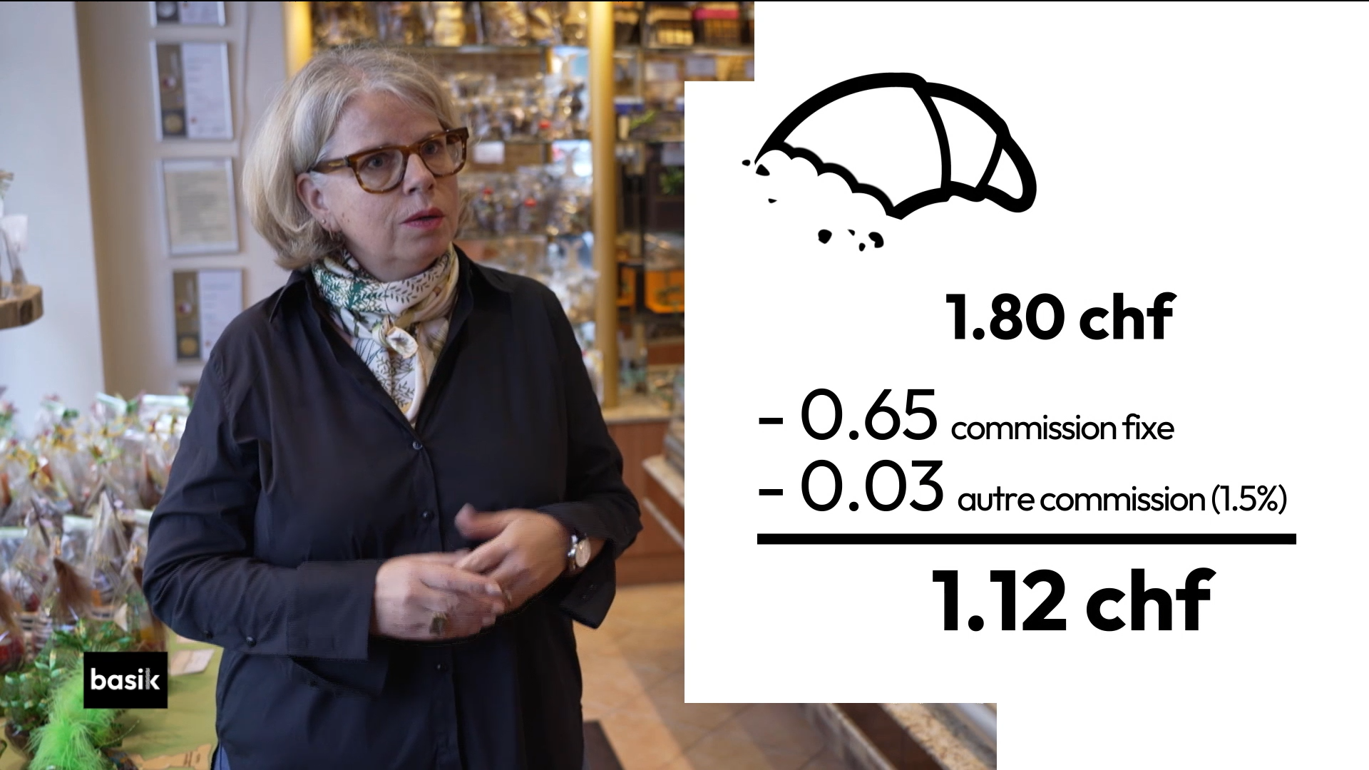 Anne-Lise Noz, patronne de la chocolaterie homonyme, se sent désemparée face aux commissions perçues sur les paiements numériques. [RTS]