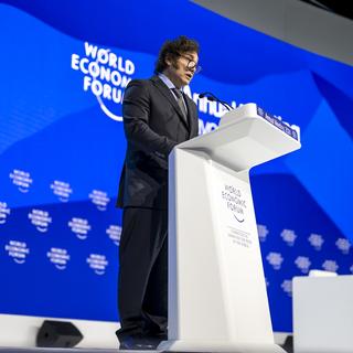 L’Occident menacé par le socialisme selon le discours du président argentin Javier Milei au WEF à Davos. [KEYSTONE - Gian Ehrenzeller]
