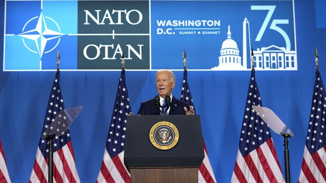 Joe Biden a donné une conférence de presse très attendue à l'issue du sommet de l'OTAN à Washington. [KEYSTONE - SUSAN WALSH]