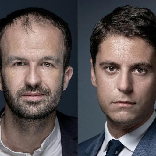 Manuel Bompard (LFI), Gabriel Attal (Renaissance) et Jordan Bardella (Rassemblement national). [AFP - JOEL SAGET]