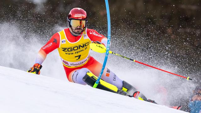 Loïc Meillard a signé une superbe deuxième manche à Alta Badia. [KEYSTONE - ANDREA SOLERO]