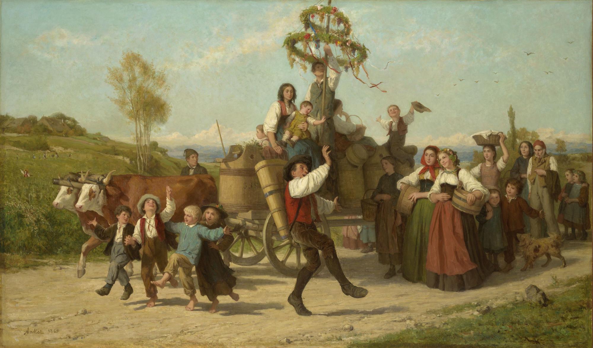"Les vendanges", huile sur toile d'Albert Anker (1865), à voir à la Fondation Gianadda. [Collection Dr. Christoph Blocher/SIK-ISEA, Zurich]