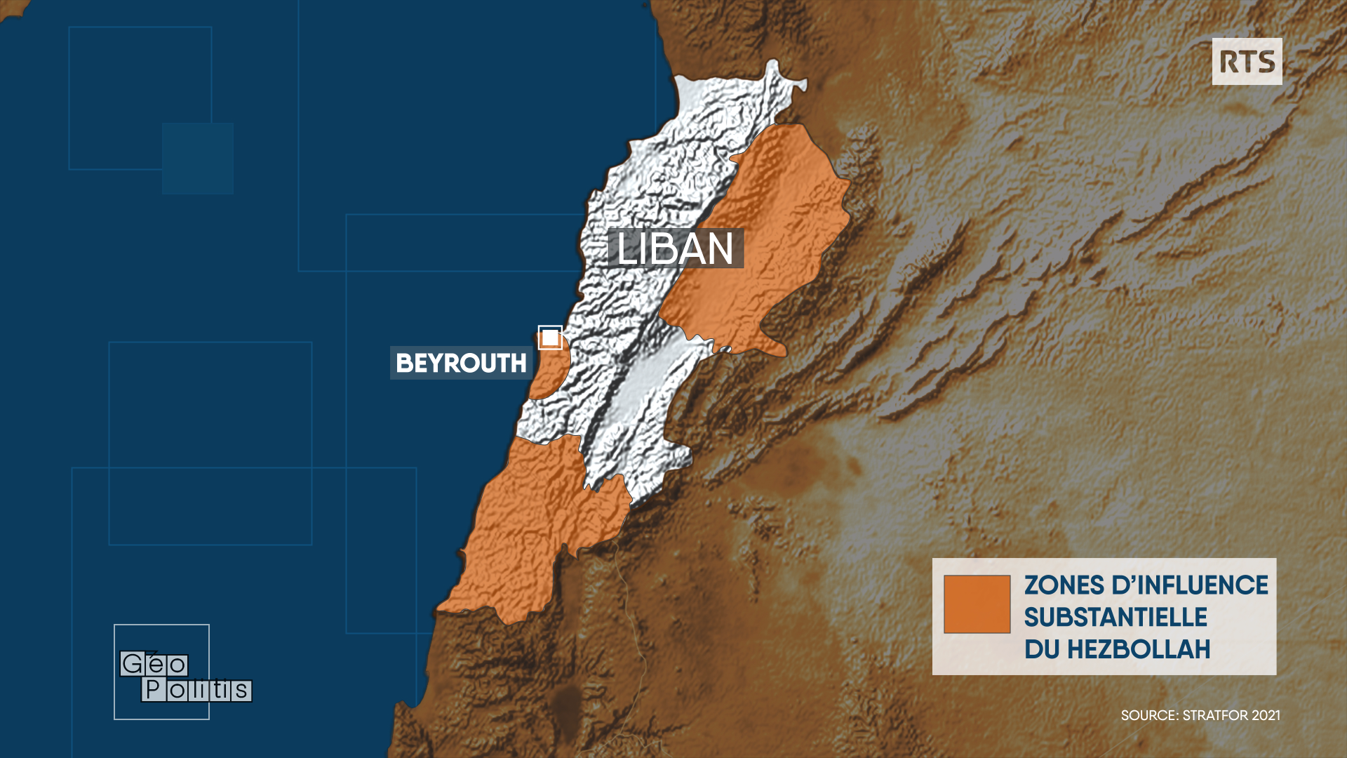 Les zones d'influence du Hezbollah au Liban. [RTS - Géopolitis]