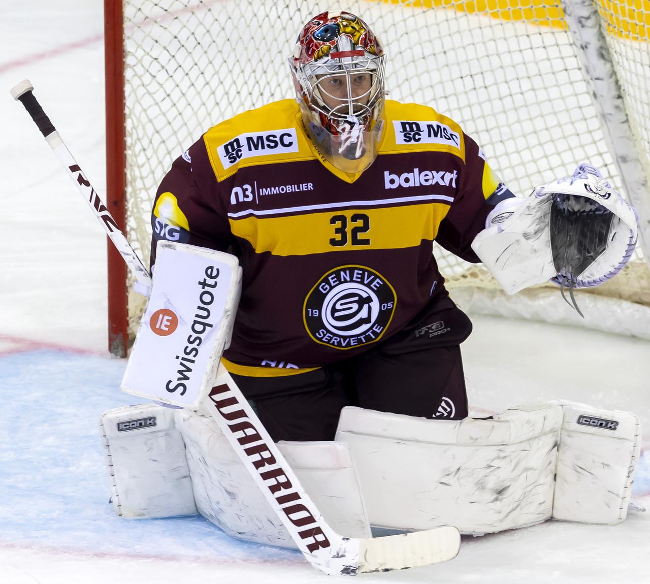 Raanta en action, le 2 novembre dernier face au HC Bienne. [Keystone - Salvatore Di Nolfi]