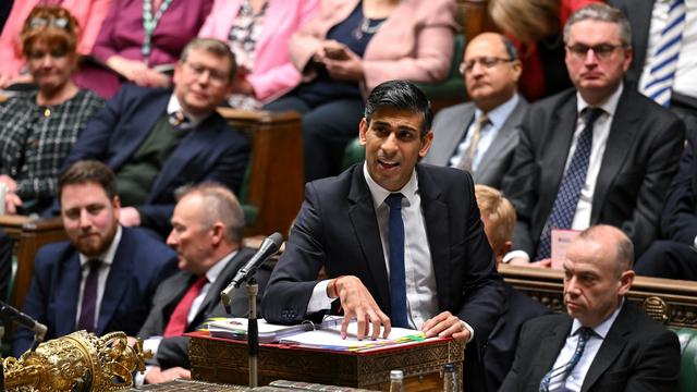 Le Premier ministre britannique Rishi Sunak s'exprime lors des questions au Premier ministre à la Chambre des communes, à Londres, le mercredi 17 janvier 2024. [Reuters - Parlement britannique/Jessica Taylor]