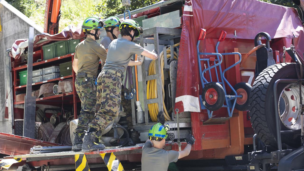 L'armée terminera son engagement en Valais mercredi comme prévu. [Keystone - Miriam Theus]