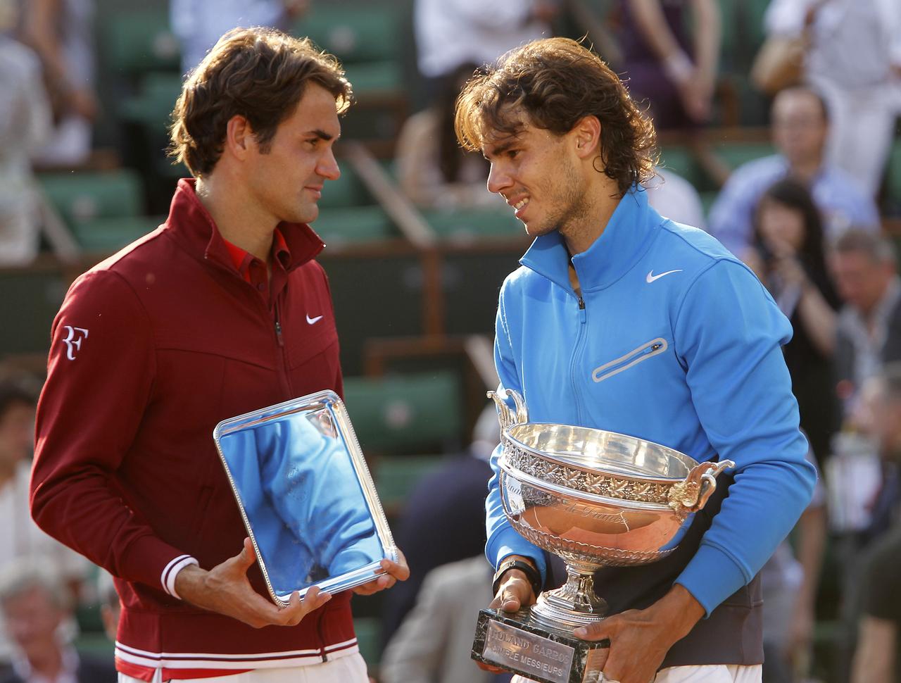 Les éternels rivaux sur la terre battue de Roland-Garros en 2011. [KEYSTONE - LIONEL CIRONNEAU]