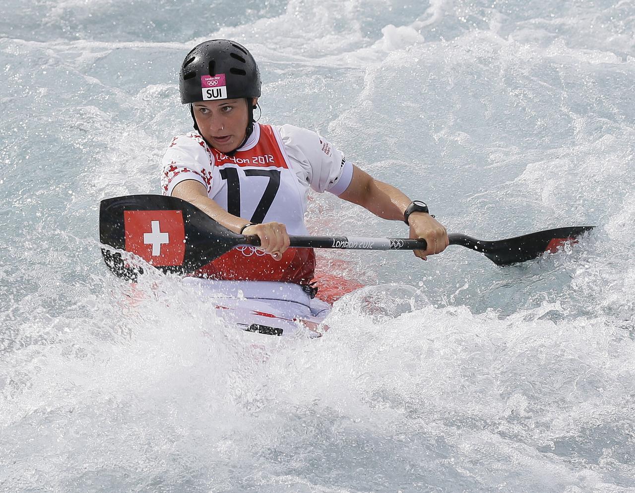 Elise Chabbey, lors de sa première carrière, a disputé les JO 2012 en canoë. Douze ans plus tard, elle figure parmi le gratin du cyclisme mondial. [KEYSTONE - KIRSTY WIGGLESWORTH]