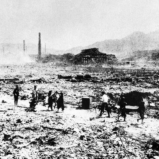 Les effets d'une guerre nucléaire pourraient être similaires aux brûlures, à la dévastation et la pollution à Hiroshima. [Keystone/AP Photo - DR]
