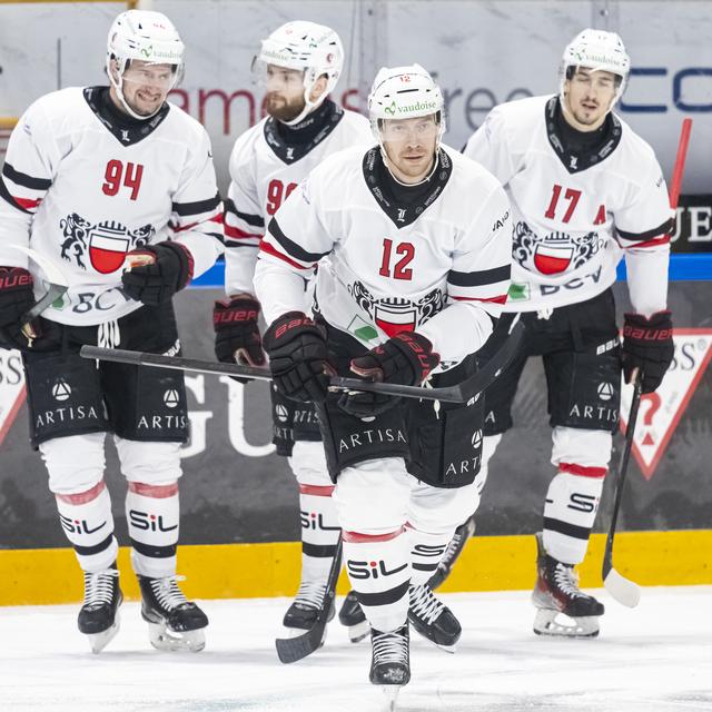 Des joueurs du LHC, le 10 janvier 2025. [Keystone - Ti-Press/Pablo Gianinazzi]