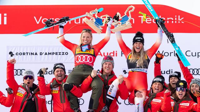 Le ski suisse a connu un week-end faste à Wengen et à Cortina d'Ampezzo. [KEYSTONE - LUCIANO SOLERO]