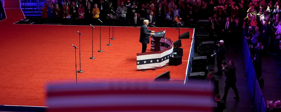 Le futur président américain Donald Trump à un rallye, 2025. [Keystone/AP Photo - Alex Brandon]