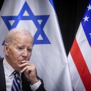 L'ex-président américain Joe Biden à Tel Aviv (Israël) en 2023. [Keystone/EPA - Miriam Alster]