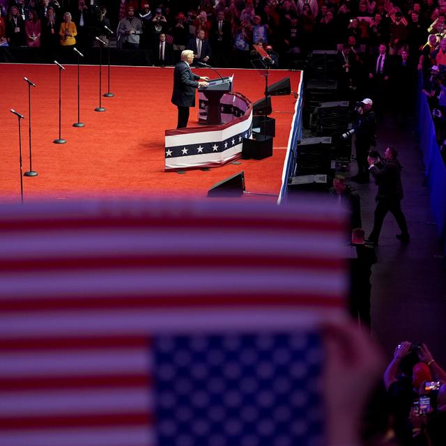 Le futur président américain Donald Trump à un rallye, 2025. [Keystone/AP Photo - Alex Brandon]