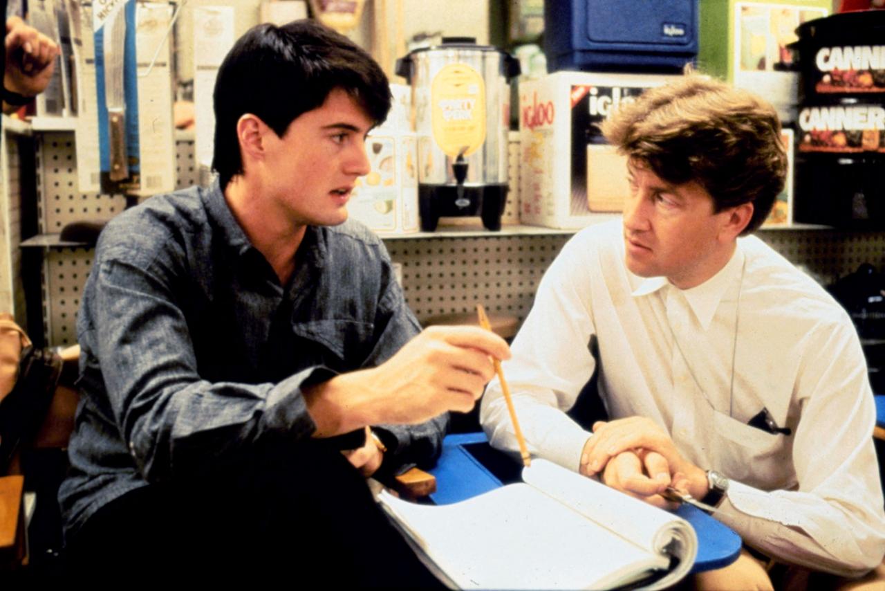 Kyle MacLachlan et David Lynch sur le tournage de "Blue Velevt" en 1987.